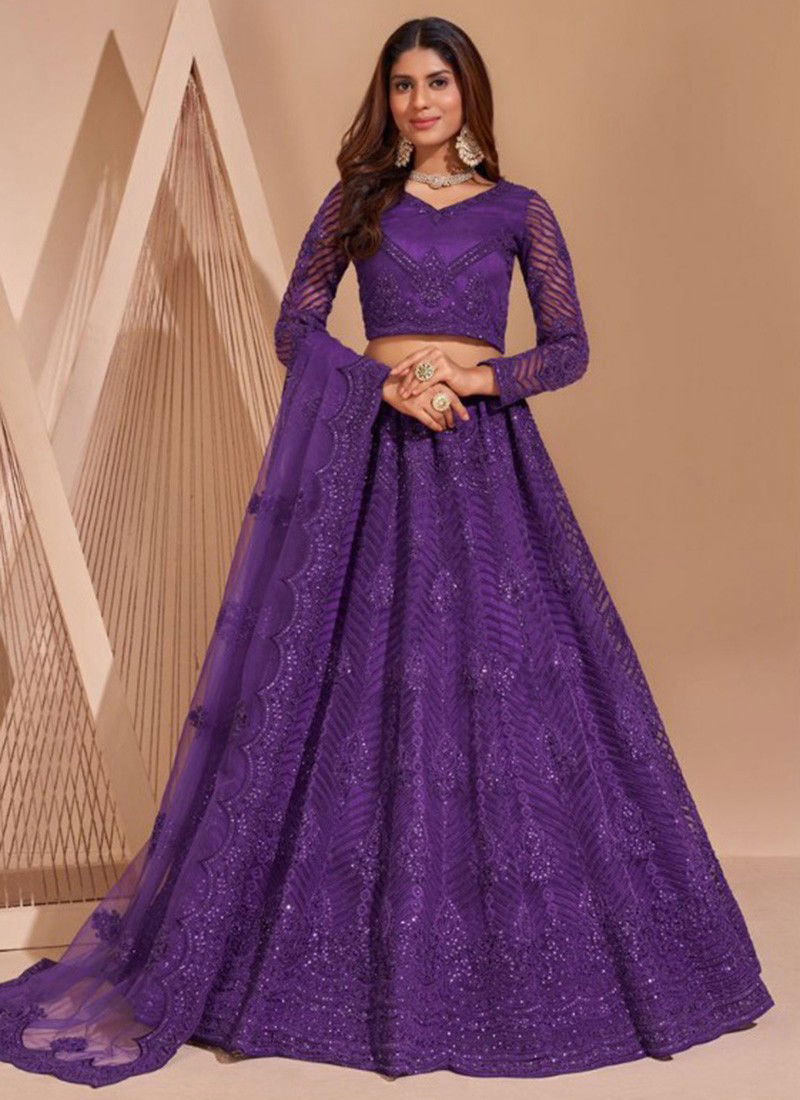 Purple Colour Bridal Heritage Colour Splash Alizeh New Latest Designer Wear Net Lehenga Choli Collection 1006 F